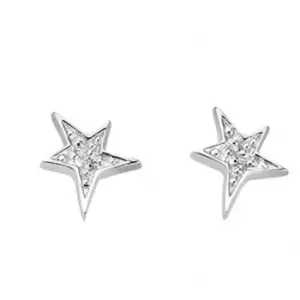 image of Beginnings Sterling Silver E3424C Clear Cz Star Stud Earrings