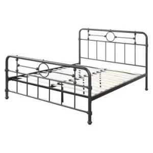 Image of Crazy Price Beds Lyndhurst Black/Silver Metal Double Bed