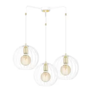 image of Albio White Wire Frame Pendant Ceiling Light 3x E27