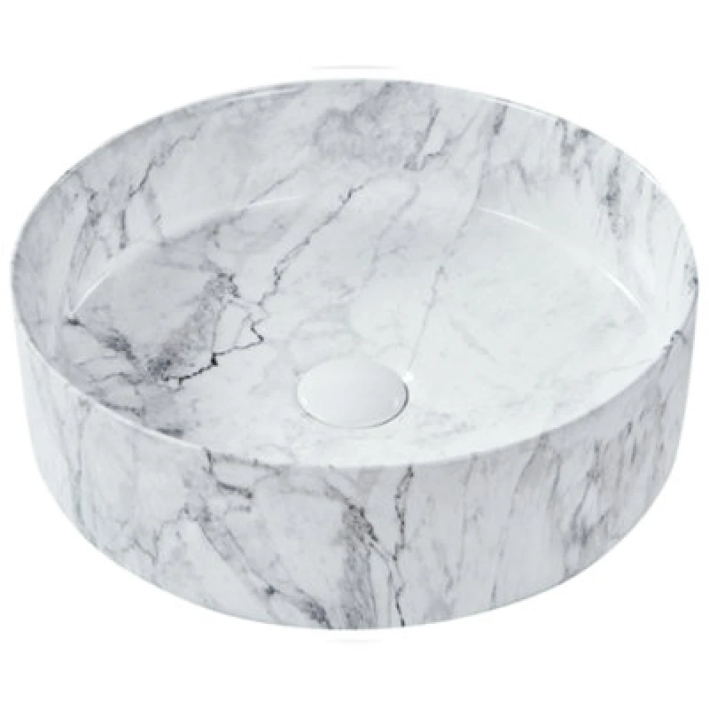 Image of Beliani Countertop Basin Manis 400 mm Ceramic White Marble