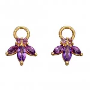 image of 9ct Amethyst Flower Navette Component Yellow Gold Earrings GY013M