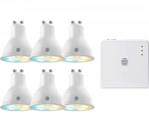 image of HIVE Hub with Active Cool to Warm White Bulb - GU10, Pack of 6, White