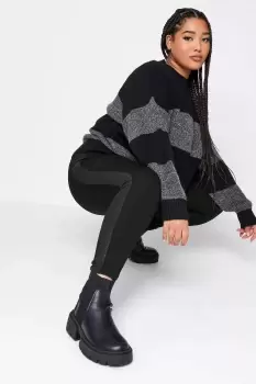 Image of Faux Leather Side Stripe Leggings