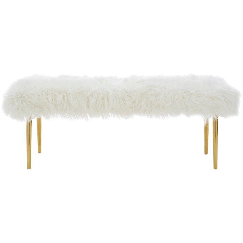 Image of Fifty Five South Clarence Natural Fur Effect Bench White unisex One Size