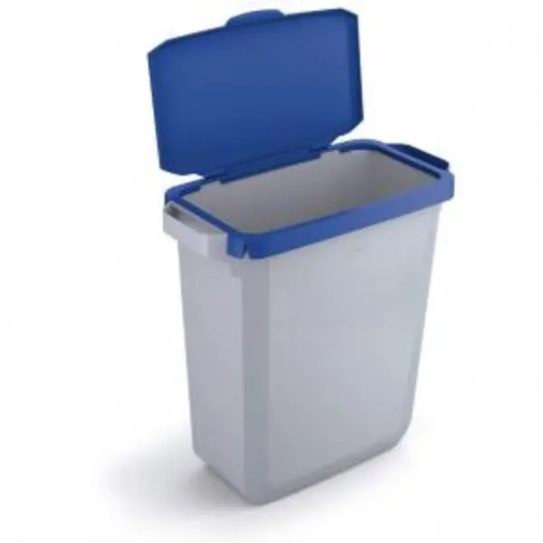 DURABIN Plastic Waste Bin 60 Litre Grey with Blue Hinged Lid & EXR28426DR