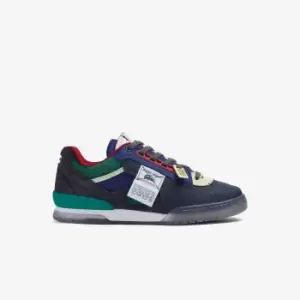 Image of Mens Lacoste M89 Leather and Textile Trainers Size 10.5 UK Blue / Red