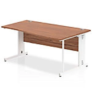 Image of Impulse 1600 Right Hand White Cable Managed Leg Wave Desk Walnut