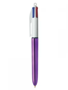 image of Bic 4 Colour Shine Purple Body 1.0mm Point 0.4mm Line PK12