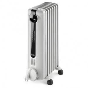 image of DeLonghi TRRS0715E 1 5kW RADIAS Oil Filled Radiator in White LED Displ