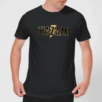 Image of Shazam Gold Logo Mens T-Shirt - Black - 3XL - Black