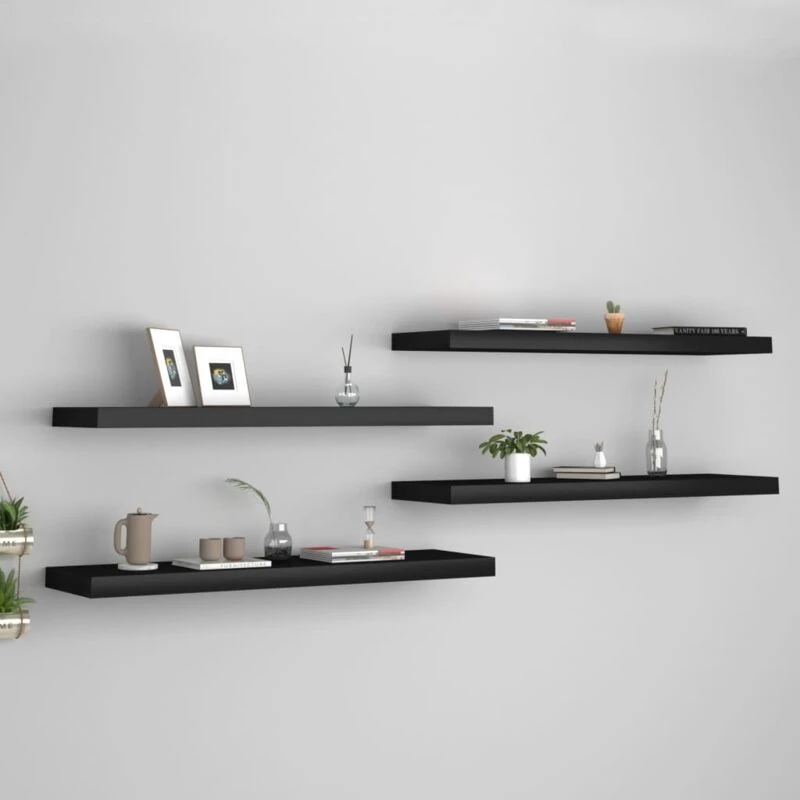 Image of VIDAXL Vidaxl - Floating Wall Shelves 4 pcs Black 90x23.5x3.8cm mdf 8720286074718