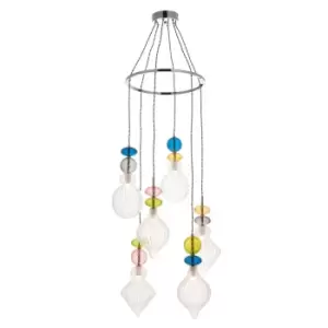 Image of April Plate Pendant Ceiling Lamp, Chrome Plate,, Multi Coloured Glass