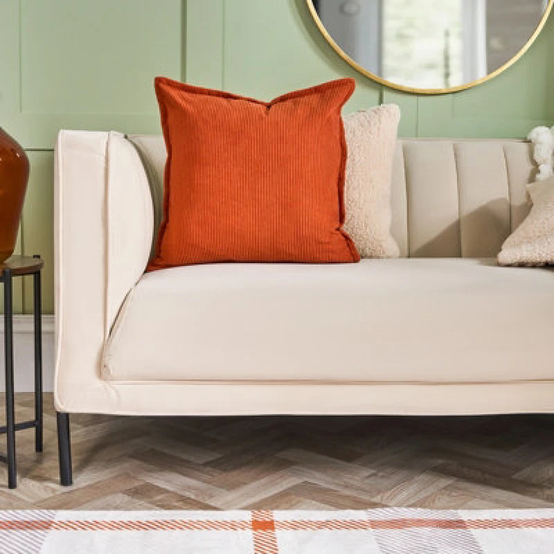 Image of OHS OHS 2 Pack Ribbed Oxford Edge Corduroy Cushion Covers Square Pillowcases in Burnt Orange Size: 45cm x 45cm Burnt Orange 45cm x 45cm Unisex 50274