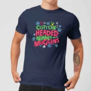 Image of Elf Cotton-Headed Ninny-Muggins Mens Christmas T-Shirt - Navy - L