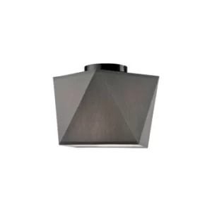Image of Carla Semi Flush Light, Fabric Shade Gray, 1x E27