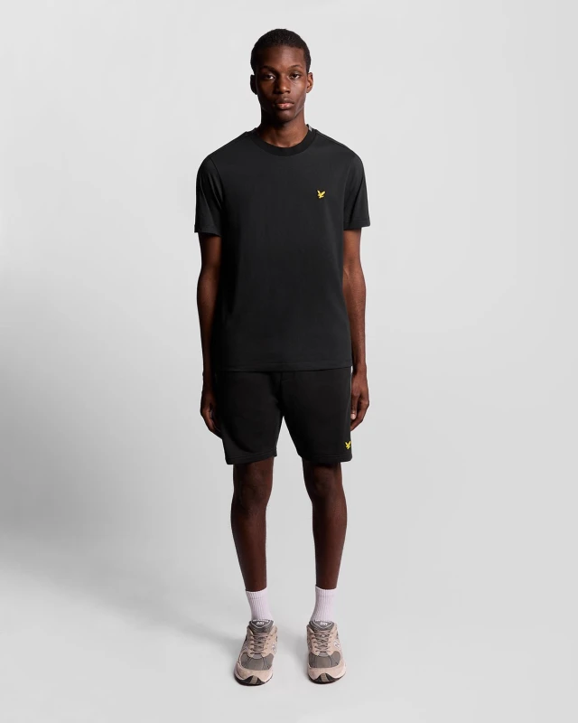 Image of Lyle & Scott Mens Sports Tape Sweat Shorts in Black