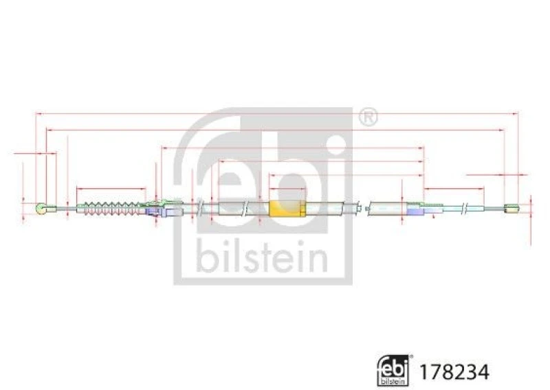 Image of Handbrake cable FEBI BILSTEIN 178234