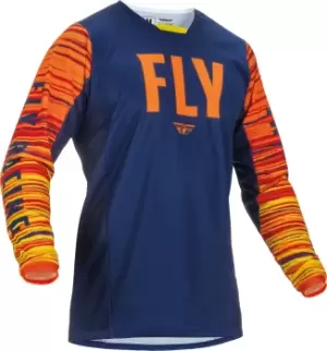 Image of FLY Racing Kinetic Wave Jersey Navy Orange 2XL