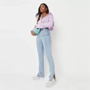 Missguided Wrath Highwaisted Split Hem Straight - Blue