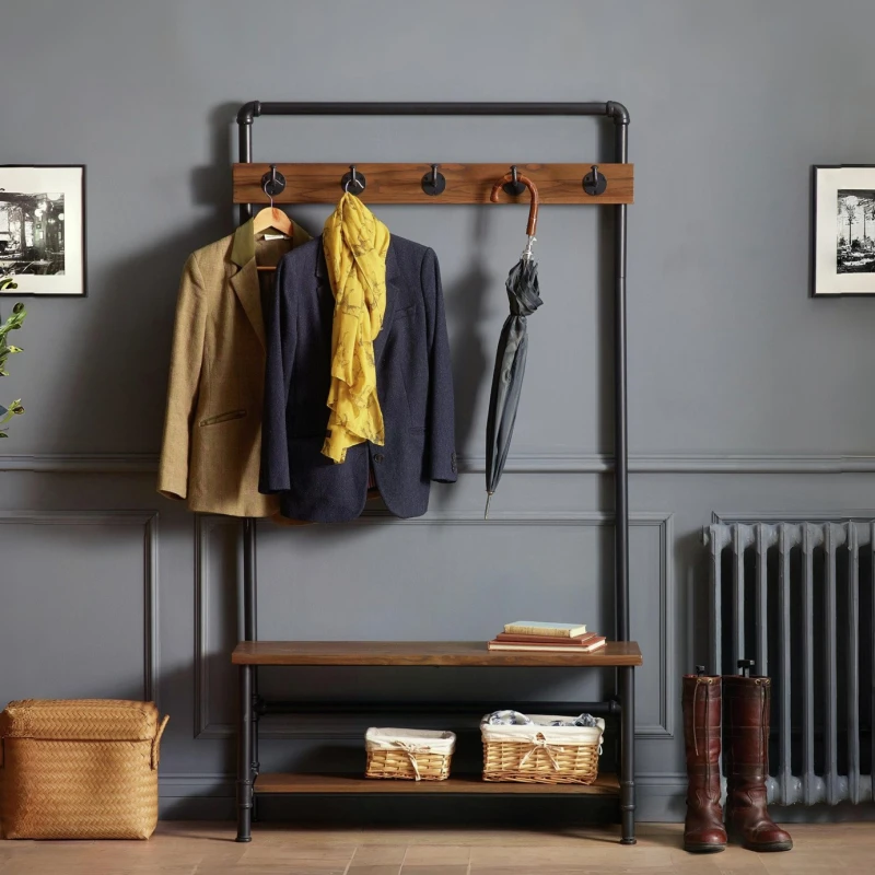Image of Julian Bowen Boston Hallway Stand With Bench, Black BOS101