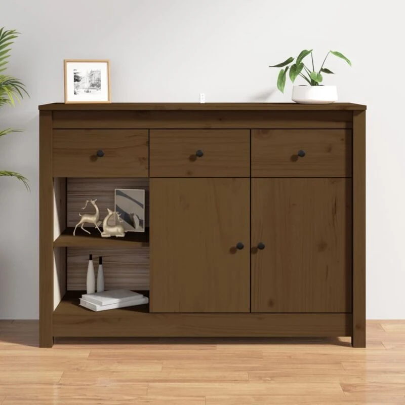 Image of VIDAXL Sideboard Honey Brown 100x35x74cm Solid Wood Pine Vidaxl 8720287189305