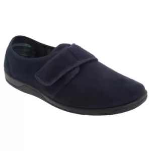 image of Sleepers Mens Tom Imitation Suede Touch Fastening Slippers (10 UK) (Navy Blue)