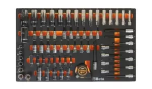 Image of Beta Tools M125 68pc 3/8 & 1/2" Socket & Bit Driver Set Soft Tray for Roller Cab