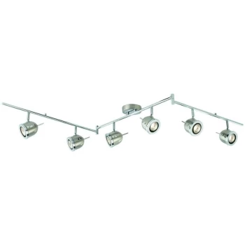 Image of Searchlight Lighting - Searchlight Palmer - 6 Light Adjustable Ceiling Spotlight Bar Satin Silver, Chrome, GU10