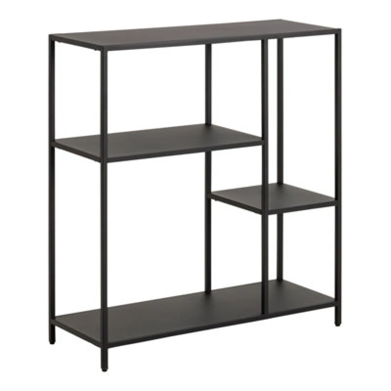 Image of Furniture To Go Newcastle Asymmetrical Bookcase With 3 Shelves In Matt Black