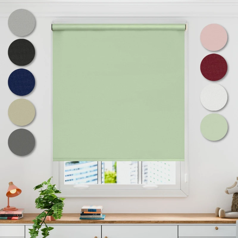 Image of EMMA BARCLAY Blackout Trim to Fit Roller Blind Sage 90 x 165cm Thermally Efficient BAUR9016SGE