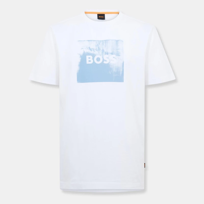 Image of Boss Mens Wheel Cotton T-Shirt White male S
