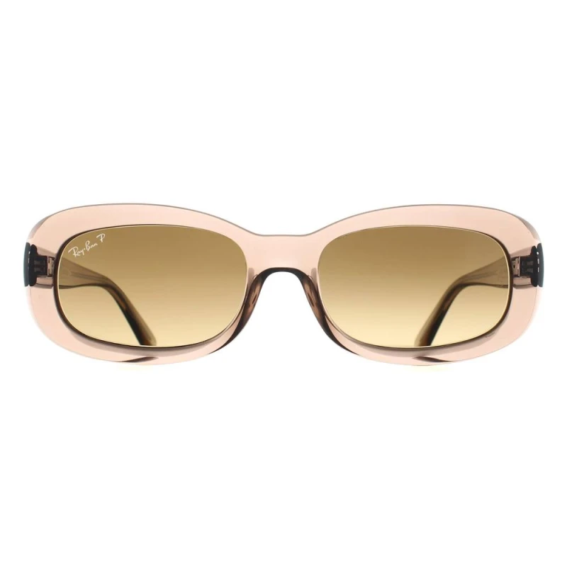 Image of Ray-Ban Womens Oval Transparent Beige Brown Gradient Polarized RB2221 Brown Female One Size