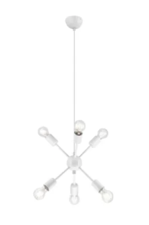 image of Ruby Contemporary Multi Arm Pendant Ceiling Light White, 6x E27