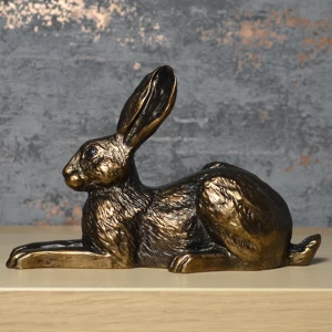 Image of Violet Sitting Hare Bronze Effect Sculpture by Harriet Glen 19cm