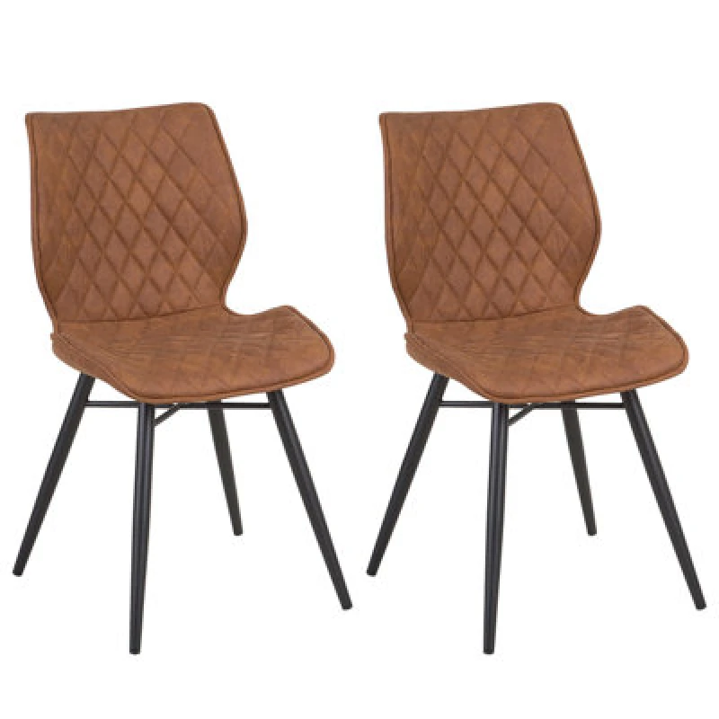 Image of Beliani Set Of 2 Dining Chairs Lisle Golden Brown