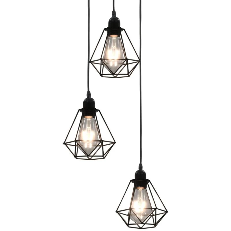 Image of VIDAXL Vidaxl - Ceiling Lamp with Diamond Design Black 3 x E27 Bulbs 8719883573571