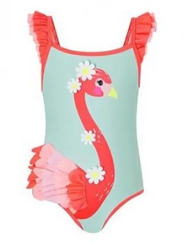 image of Accessorize Girls Flora Flamingo Swimsuit - Multi