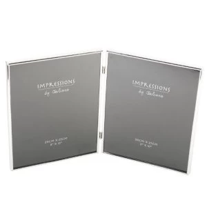 image of 8" x 10" - Impressions Silverplated Thin Double Photo Frame