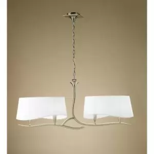 image of Ninette 2 Arm pendant lamp 4 E14 bulbs, antique brass with ivory white lampshade