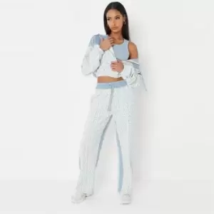 Missguided Wide Leg Trser Monogram Mg Coord - Blue