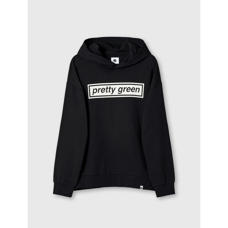 Image of Pretty Green Mens Box Print Hoodie Black male X Small