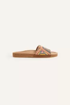 image of Geometric Beaded Cork Footbed Sandals