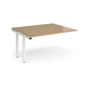 Image of Bench Desk Add On Rectangular Desk 1400mm With Sliding Tops Oak Tops With White Frames 1200mm Depth Adapt