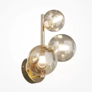 Image of Maytoni Dallas Modern 3 Light Wall Lamp Gold, Cognac Shade, G9