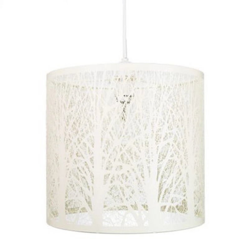 Image of Happy Homewares Unique And Beautiful Soft Cream Metal Forest Design Ceiling Pendant Shade