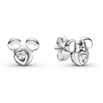 image of Pandora Disney Mickey Mouse & Minnie Mouse Silhouette Stud...