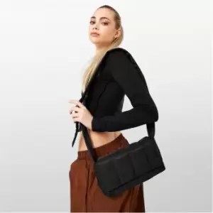 Image of I Saw It First Woven Quilted Cross Body Bag - Black