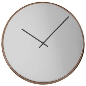 image of Premier Housewares Interiors by Premier Arthur Wall Clock with Mirror Face - Rose Gold