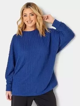 Image of Yours Jacquard Rib Top - Blue Size 18, Women