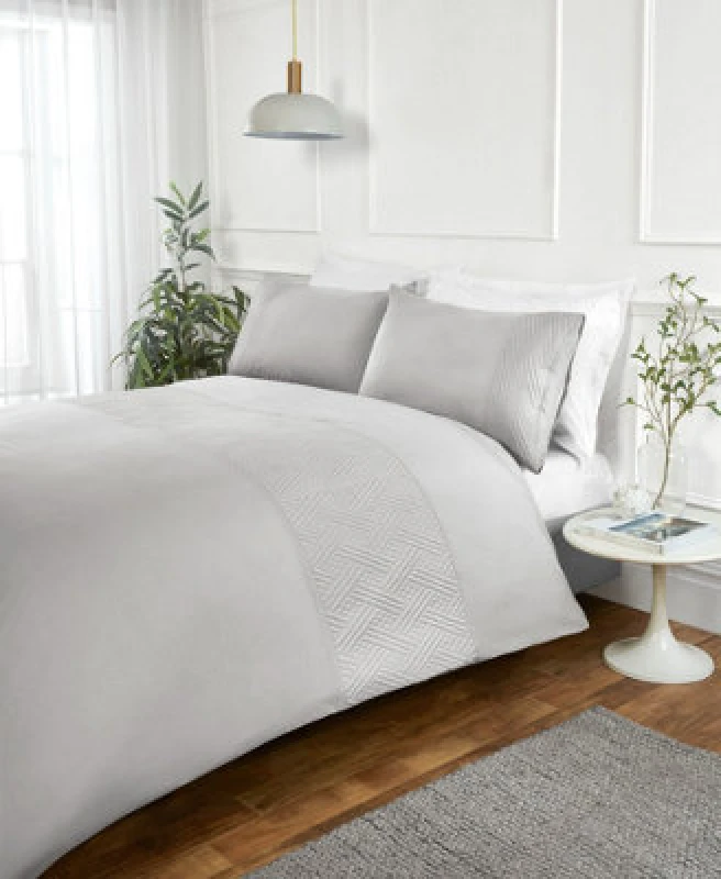 Image of Rapport Home Nova Pinsonic Polyester Luxury Duvet Cover Set with Pillowcase in Grey Size: Single Grey Unisex Single
